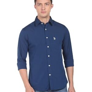 U.S. POLO ASSN. Solid Regular Fit Shirts for Men - 100% Cotton, Full Sleeve Mens Casual Shirts
