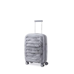 American Tourister Fracta | Cabin Trolley Bag (55 cm) | 34.5 Ltrs | 360° 8 Wheel Spinner | Hard Case | Recessed TSA Lock | 3 Years Global Warranty | Grey