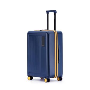 MOKOBARA Transit Check-in Luggage Trolley Bag-64cm(65L),Polycarbonate Hardshell,360° 8 Silent Wheels,One Push TSA Lock,Premium Zipper,Suitcase for 7-14 Day Travel,Blue&Yellow(We Meet Again Sunray)